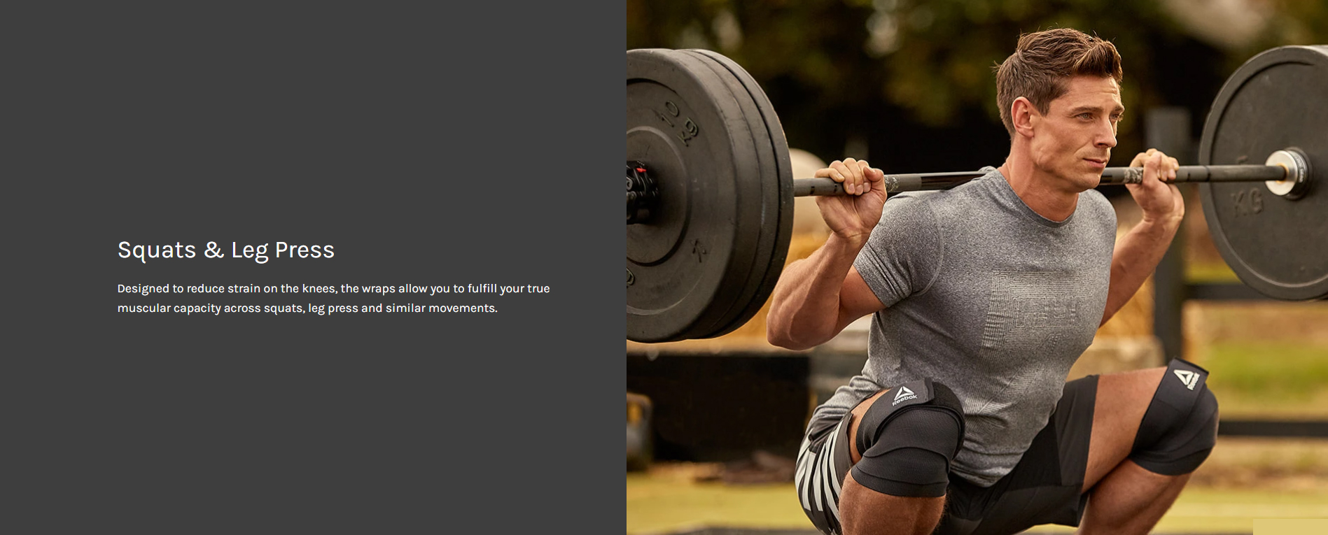 Squat with knee wraps outdoors